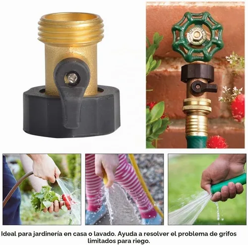 Vista 5 de Hydro Master Válvulas de cierre de latón resistente Conectores de manguera de jardín con sellos de goma adicionales 3/4 pulgadas NH (paquete de 2)