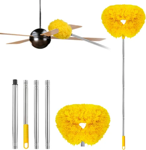 Vista 14 de Limpiador de Ventilador de Techo Plumero Reutilizable de Microfibra Limpiador de Aspas de Ventilador de Techo Plumero Extraíble con Poste