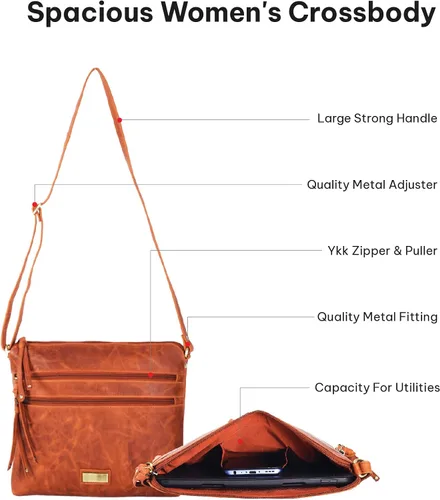 Vista 3 de VALENCHI Real Genuine Leather Women's Crossbody Purse/Bag With Adjustable Strap