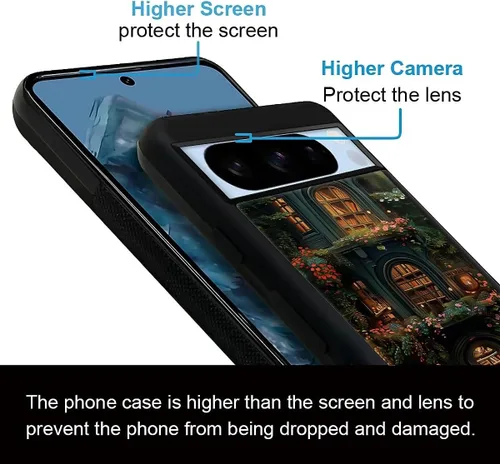 Vista 1622 de Compatible con Google Pixel 4A 5G Mobile Case Creative Acrylic Panel trasero Silicona Protección Grip especialmente diseñado para Google Pixel 4A 5G
