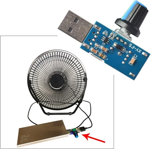 Vista 5 de Paquete de 2 controladores de ventilador USB, regulador de velocidad continuo, regulador de velocidad de aire, regulador de enfriamiento de volumen