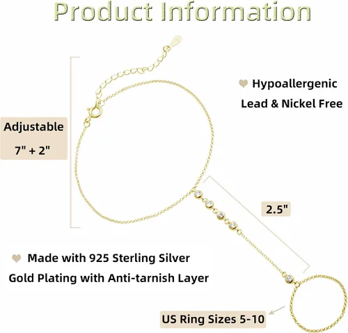 Vista 37 de Pulsera de plata de ley 925 para mujer, pulsera de mano para mujer, pulseras esclavas de 7 a 9 pulgadas ajustable