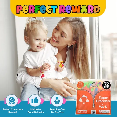 Vista 6 de UpBrands 72 regalos de fiesta para niños, pulseras con cremallera mejorada, juguetes para ansiedad para TDAH, regalos para niños, kit a granel