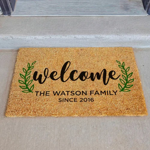 Vista 2 de Regalos de inauguración de casa para nuevo hogar, tapete personalizado, 3 tamaños - 6 diseños, tapete personalizado con nombre de familia, tapete