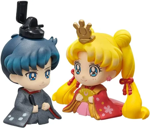 Vista 3 de Megahouse Sailor Moon Petit Chara Hinamatsuri: Usagi & Mamoru - Juego de 2 figuras, multicolor