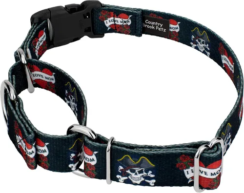 Vista 3 de Country Brook Petz - I Love Mom Martingale con hebilla de lujo - Colección Attitude con 1 diseño indomable (5/8 pulgadas, extra pequeño)