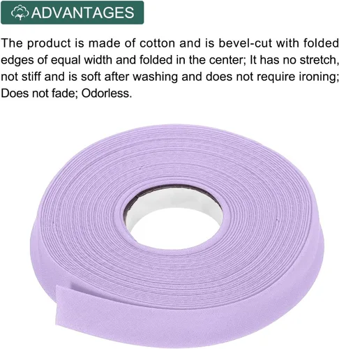 Vista 270 de MECCANIXITY Cinta al bies de doble pliegue de 1/2 pulgada de poliéster continuo a granel para costura, costura, dobladillo, encuadernación y Beige