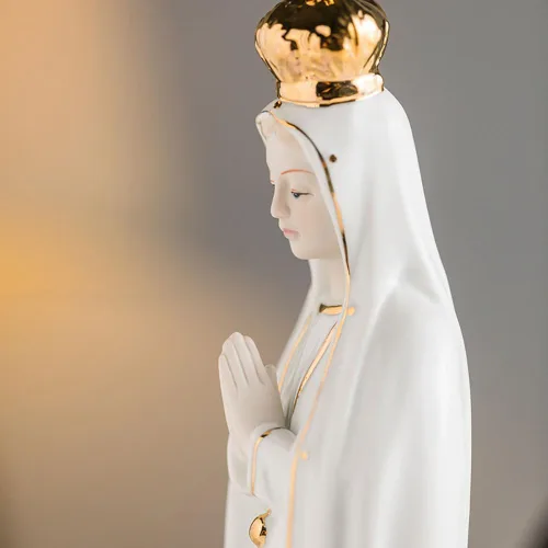 Vista 5 de Figura de Nuestra Señora de Fátima, Estatua de la Virgen María, Estatua Religiosa de Cerámica, Escultura Católica Decoración Cristiana Regalo