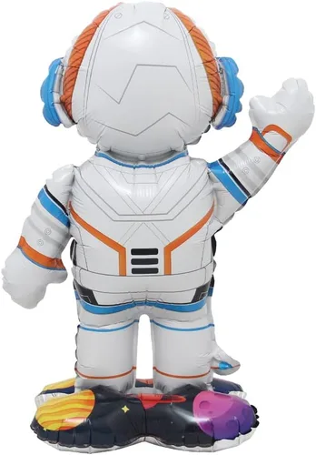 Vista 7 de Globos inflables de astronauta y hombre espacial con base de pie de papel de aluminio, tema espacial para niños, decoración de fiesta de cumpleaños