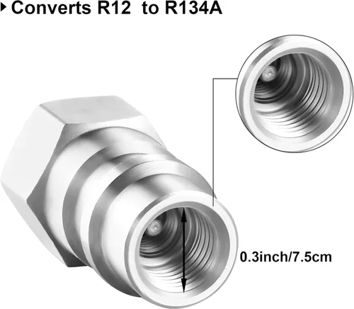 Vista 4 de Mudder 4 piezas VA-LH11 A/C Pro R-12 a R-134a kit de piezas de modificación, adaptador de conversión de adaptación compatible con rosca SAE de 1/4