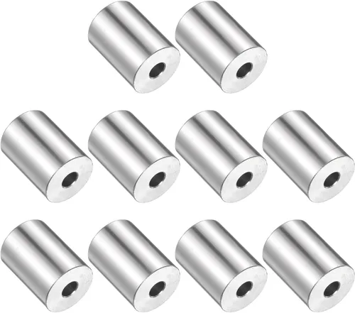 Vista 153 de uxcell 10 piezas de espaciador de acero inoxidable de 3/8" de diámetro interno x 3/4" de diámetro exterior x 1" de longitud, espaciador de rosca