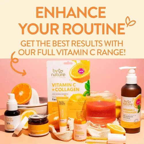 Vista 8 de By Nature Gel hidratante facial – 10% vitamina C + péptido de colágeno hidratante para cara y cuello – Energiza e hidrata la piel opaca + manchas
