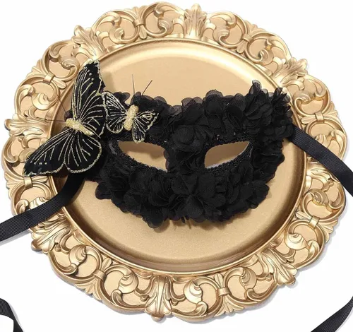 Vista 5 de Campsis Máscara de disfraz para mujer, máscara negra de mariposa, Mardi Gras, accesorio para fiesta veneciana, Halloween, baile de graduación
