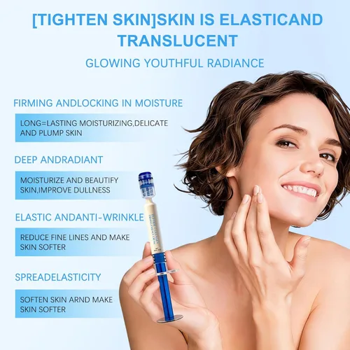 Vista 3 de Crema de esencia elástica de colágeno polipéptido, crema reafirmante antiarrugas con colágeno micromolecular para todo tipo de piel, 1 caja (2 tubos)