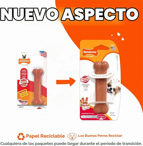 Vista 3 de Nylabone Power Chew Juguete masticable duradero con sabor, para perros extrapequeños, para masticadores agresivos, indestructibles, sabor tocino