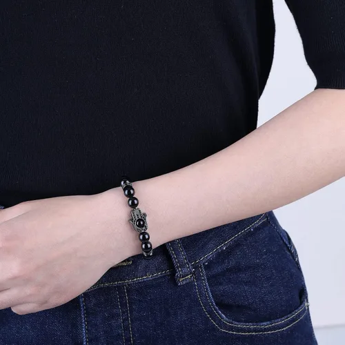 Vista 3 de COAI Pulsera de mano Hamsa, pulsera de protección contra el mal de ojo para hombres y mujeres