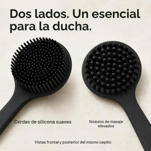 Vista 3 de Depurador corporal de silicona, depurador de espalda de mango largo para cuerpo, cepillo de espalda para ducha, exfoliante corporal Negro
