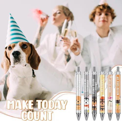 Vista 6 de Chuangdi 48 bolígrafos de perro lindos para escribir divertidos bolígrafos retráctiles Kawaii de tinta negra, punta fina, suave, regalo