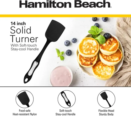 Vista 3 de Hamilton Beach Espátula sólida de plástico duro resistente al calor, mango ergonómico suave al tacto de 14 pulgadas, resistente, espátulas