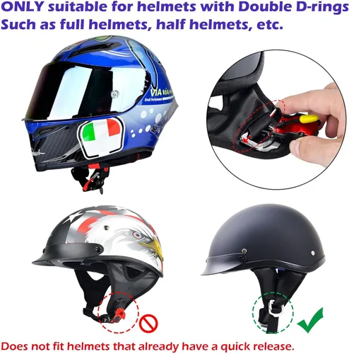 Vista 3 de iGuerburn Kit de hebilla de liberación rápida para casco de motocicleta, accesorios de casco de motocicleta de acero inoxidable, hebilla de correa