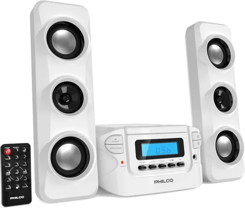 Vista 9 de Philco Stereo Shelf Systems - Sistema compacto de estante de CD con radio estéreo FM digital, tecnología inalámbrica Bluetooth y control remoto