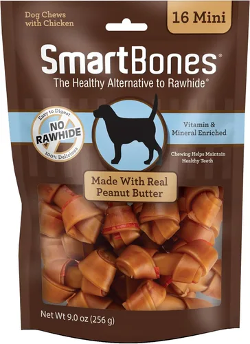 Vista 20 de SmartBones Mini masticables con carne de res real, 24 unidades, masticables sin piel cruda para perros