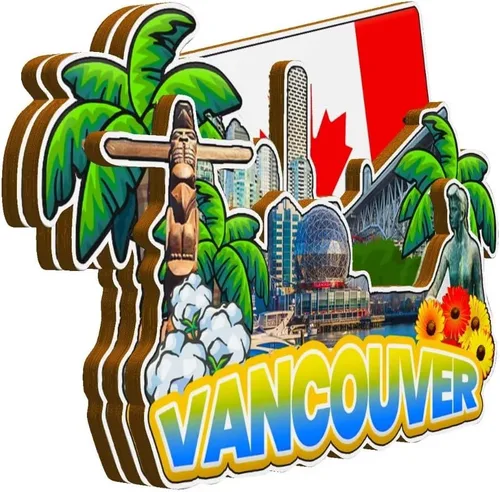 Vista 2 de Vancouver Canadá imán de nevera de madera 3D monumentos de viaje coleccionables recuerdos decoración hecha a mano -2160