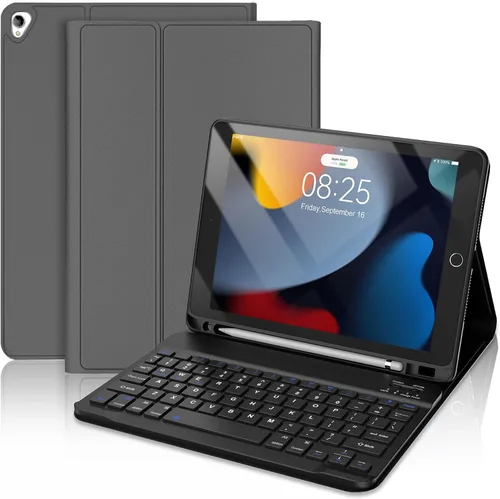 Vista 12 de Funda con teclado táctil para iPad de 9ª/8ª/7ª generación de 10.2 pulgadas, Pro 10.5, Air 3ª generación, funda inteligente con soporte para lápices