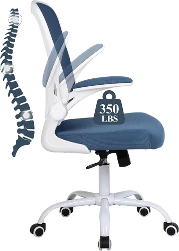 Vista 14 de Flysky Silla ergonómica de escritorio para oficina en casa, soporte lumbar, silla giratoria de malla transpirable para computadora con ruedas y Negro