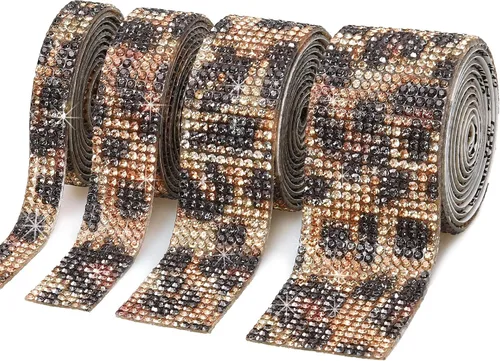Vista 10 de 4 rollos de cinta de cristal de diamantes de imitación autoadhesiva, calcomanía de decoración brillante con diamantes de imitación de 0.079 pulgadas