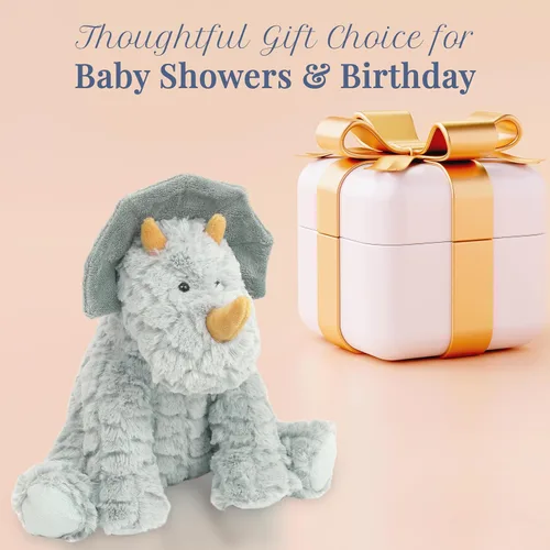 Vista 6 de MON AMI Bashful The Dino - Animal de peluche de 9 pulgadas para niños, juguete de peluche de dinosaurio suave, compañero prehistórico abrazable