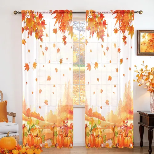 Vista 16 de youleyar Cortinas traslúcidas florales para sala de estar, 2 paneles de 54 pulgadas de largo, cortinas semitransparentes blancas con estampado