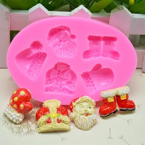 Vista 3 de Molde de silicona de Navidad para pastel de chocolate de Navidad, molde para hornear galletas, bandeja de molde de caramelo de Navidad 3D, mini