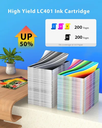 Vista 3 de Cartuchos de tinta compatibles de repuesto para impresoras de inyección de tinta Brother LC401 LC 401 para funcionar con impresoras de inyección