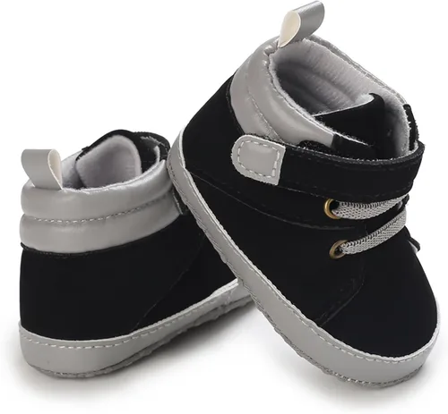 Vista 6 de SOFMUO Zapatos deportivos para bebés, niños y niñas, de piel sintética, antideslizantes, suela de goma suave, botines de vestir para niños pequeños