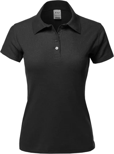 Vista 2 de A2Y Camisa polo básica casual Essentials de 4 botones para mujer, de algodón, piqué