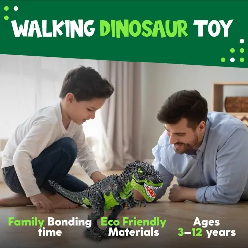 Vista 4 de Toysery Tyrannosaurus T-Rex - Juguete de dinosaurio caminante para niños. Luces LED y sonidos realistas, para niños de 3 a 12 años de edad