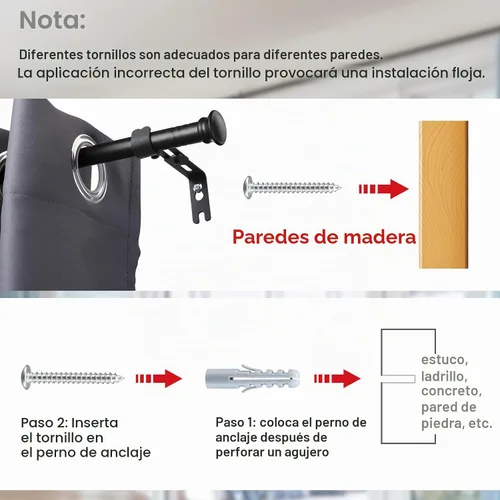 Vista 6 de Barras de cortina para ventanas de 28 a 50 pulgadas, juego de barras de cortina resistentes de 5/8 pulgadas, barras decorativas para cortinas