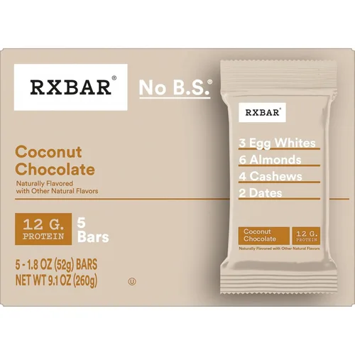 Vista 8 de RXBAR Barras de proteínas, 0.44 oz de proteína, aperitivos sin gluten, chocolate de coco (6 cajas, 30 barras)