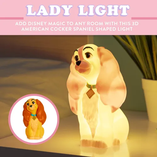 Vista 3 de Paladone Lady and the Tramp Light Decoración del hogar de Disney Producto con licencia oficial 6.7 in de alto, funciona con pilas, ideal