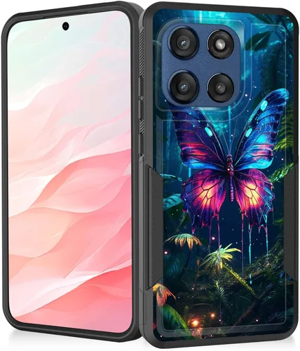 Vista 102 de Funda para Moto G Play 4G 2024, resistente de doble capa híbrida de policarbonato duro, goma suave, a prueba de golpes, funda protectora resistente