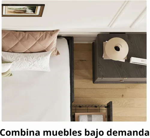 Vista 4 de LIKIMIO Base de cama Queen con 4 cajones de almacenamiento, color gris Gris carbón