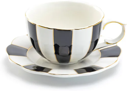Vista 4 de Grace Teaware - Juego de té de porcelana fina de 11 piezas, color blanco y negro