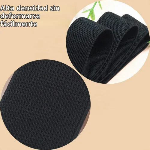 Vista 6 de Banda elástica de punto negro de 1-1/2 pulgadas, 10 yardas, 1.496 in, tejido de sarga de doble cara, correas elásticas pesadas, banda elástica