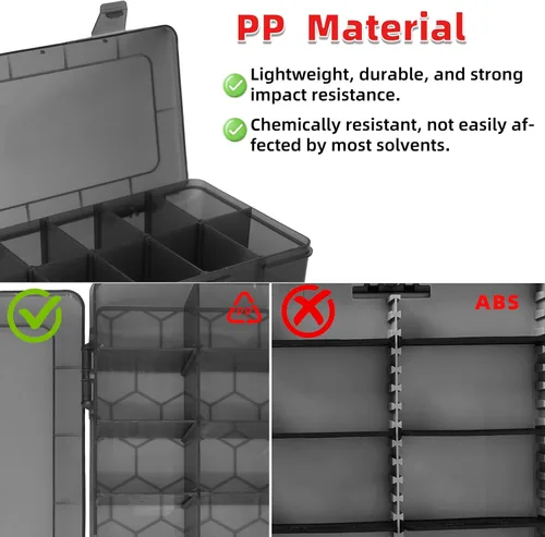 Vista 6 de ZKH Caja organizadora de piezas pequeñas, organizador de caja de aparejos transparente con compartimentos de 4 x 12 pulgadas, divisores extraíbles