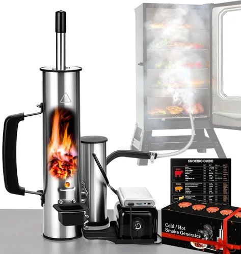 Vista 9 de Generador de humo frío para cualquier parrilla, tubo ahumador de acero inoxidable 304, tubo doble para cortar alquitrán para un sabor no graso