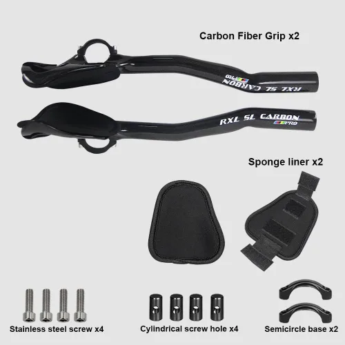 Vista 3 de TT Bars Carbon Bike Areo Bars Manillar RXL SL Bullhorn Manillar 340 Carbon Aero Bars Aero Manillares Negro 3K Brillante 31.8X340mm Triatlón Aero
