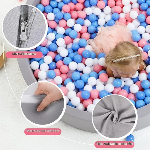 Vista 3 de Wilwolfer Piscina de bolas de espuma para bebés de Wilwolfer para niños pequeños: 47.2 x 13.8 pulgadas, piscina de bolas extra grande para niños