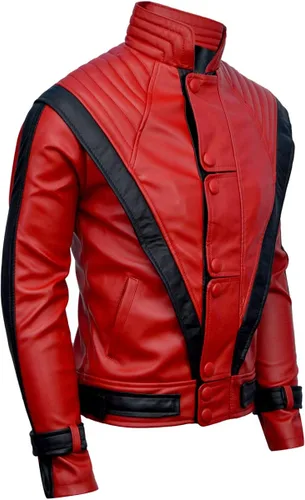 Vista 3 de MJ Thriller - Chaqueta de cuero - FAUX - Color rojo Rojo