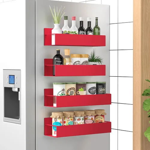 Vista 9 de HuggieGems Paquete de 6 organizadores magnéticos de almacenamiento de especias para refrigerador y horno, organizadores negros para nevera